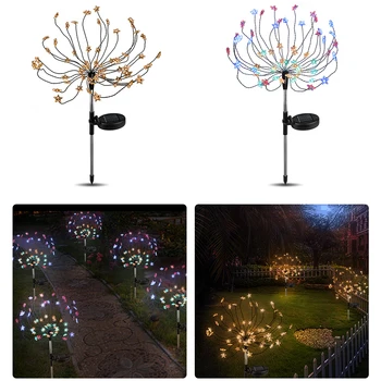 

2pcs 90 LED Solar Light Firework Lights IP44 Waterproof Landscape Path Lawn Lamp Garden Decor Holiday Light Christmas Decoration