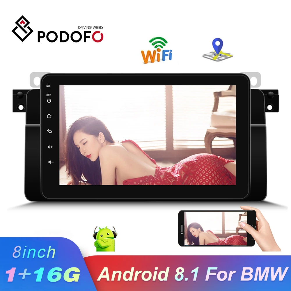 

Podofo 8" Android 8.1 Car Radio for BMW E46 Car Stereo with Mirror Link Autoradio Capacitive Touch Control GPS WiFi Bluetooth