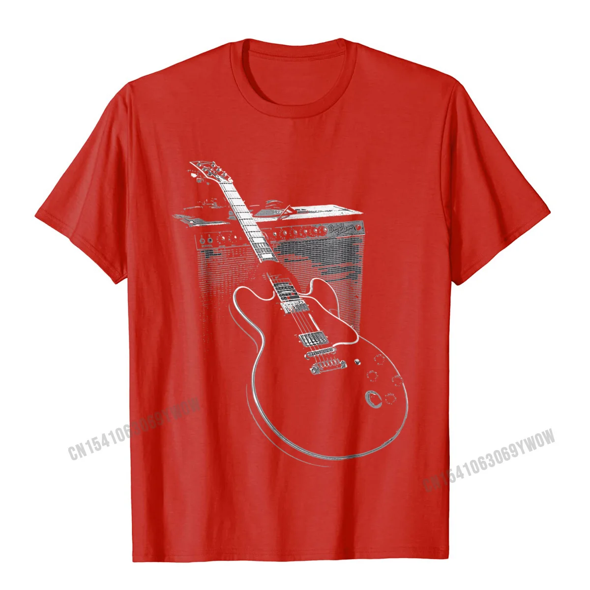 Casual comfortable T-Shirt Fashionable Father Day Short Sleeve Round Neck T Shirt All Cotton Student Simple Style Tee-Shirts Legendary Blues Guitar and Amp T Shirt__1094 red