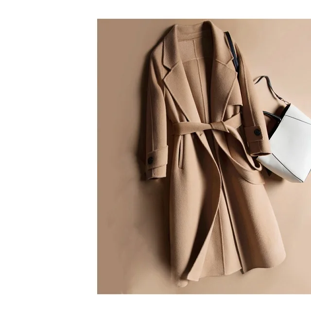 Шерстяное Женское шерстяное пальто с отложным воротником Женская кашемировая куртка с поясом однотонное модное шерстяное пальто Верхняя одежда G806 - Цвет: CAMEL