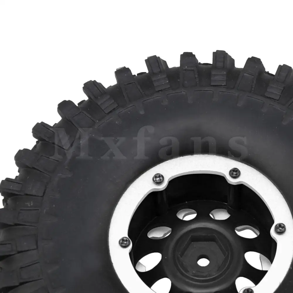 Mxfans 4 x RC1: 10 гусеничный автомобиль надувные шины черные колесные диски серебряные Beadlock