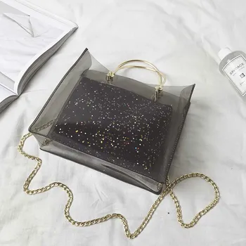 

Woman Bag Handbag 2PC Jelly Transparent Messenger 2020 Portable Shoulder bolso mujer torebka damska shopper sac main femme