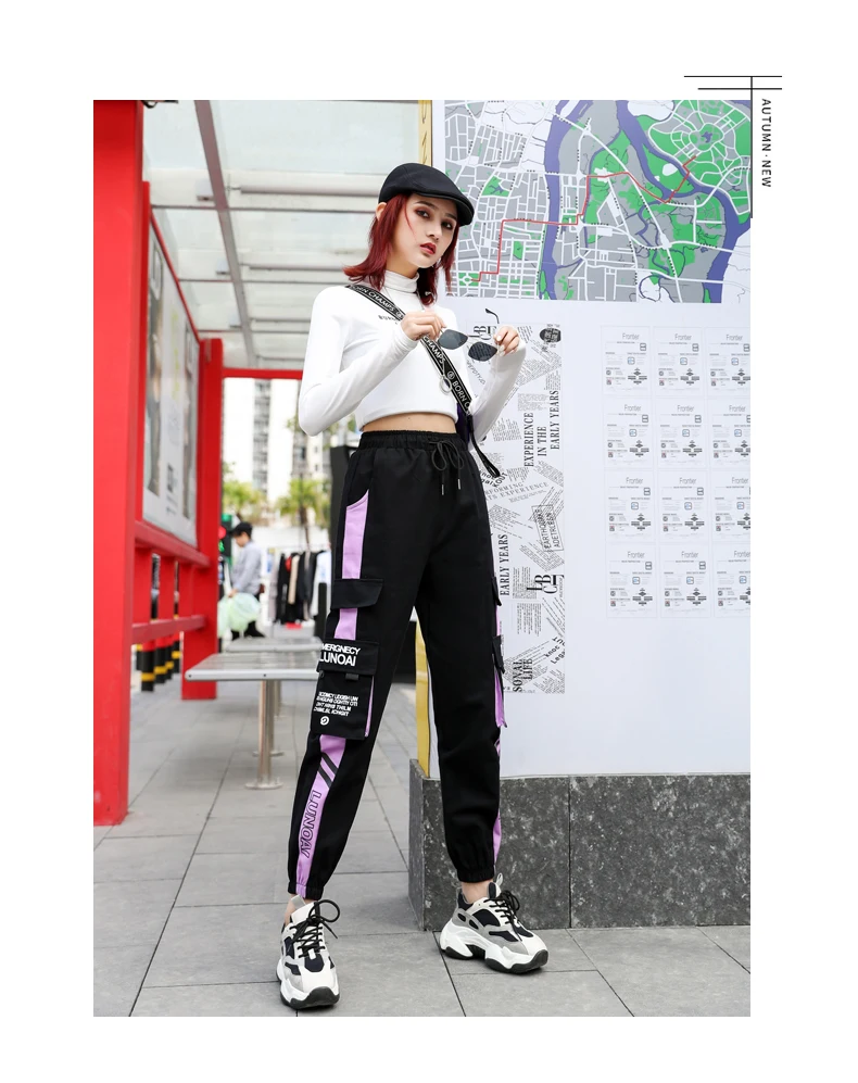 NEW 2020 HOT Women'Pants High Waist pants Big Pockets Cargo pants Baggy Tactical Trouser Loose Streetwear hip hop joggers pants NEW 2020 HOT Women'Pants High Waist pants Big Pockets Cargo pants Baggy Tactical Trouser Loose Streetwear hip hop joggers pants