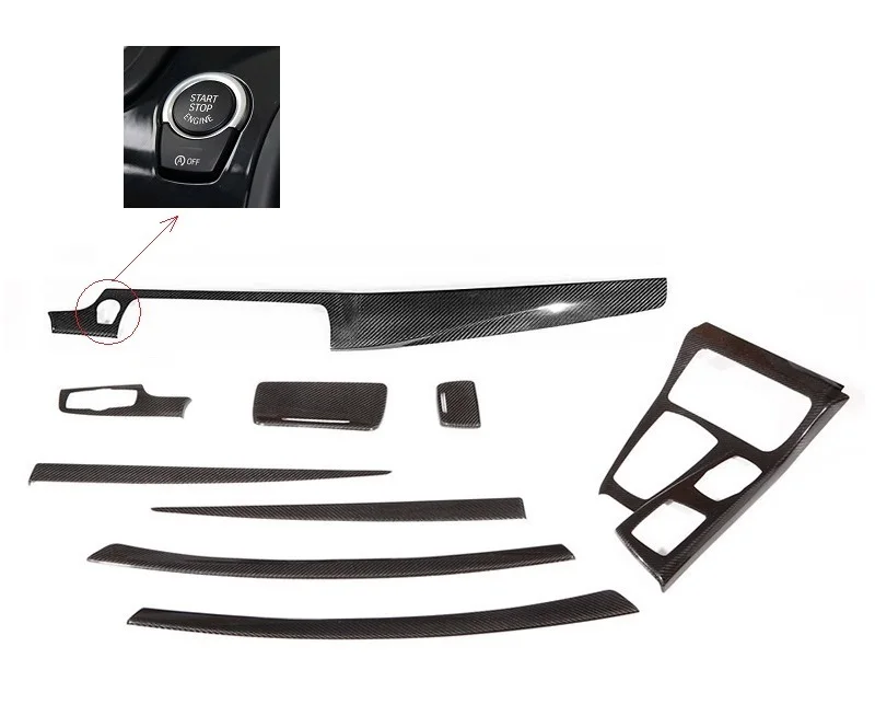 00-Free shipping Interior Door Button Panels Dashboard Dash Kits Carbon Fiber for BMW 5 series F10 2011-2017 carbon interior trims 9pcset
