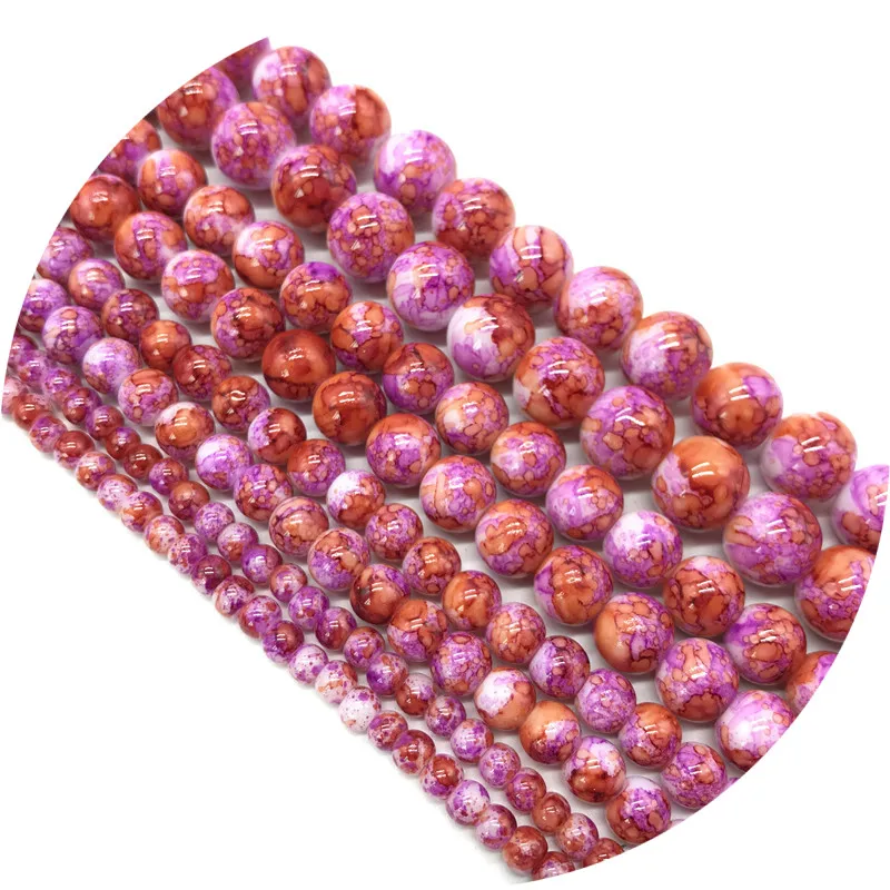 4/6/8/10mm Glass Beads Round Loose Spacer Pattern For Jewelry Making DIY Bracelet Necklace #009 | Украшения и аксессуары