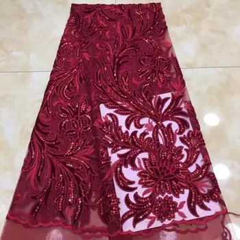 

African Velvet Lace Fabric With Sequins Nigerian French Velvet Lace Fabric High Quality Sequined Velvet For Wedding Dress