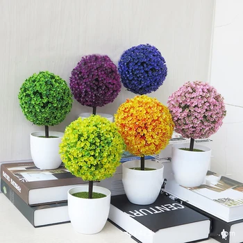

Artificial Plant Lotus Pine Tree Simulation Flower Plant Bonsai Fake Green Pot Plants Ornaments Home Decoration Craft