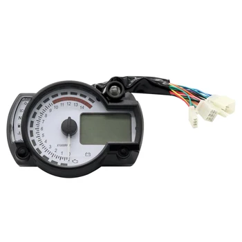 

Universal Motorcycle LCD Modification Assembly Digital Speedometer Odometer Tachometer Gauge - White Panel