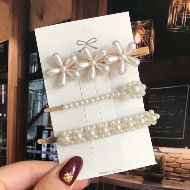 Pearl Barrettes Beaded Geometric Women Hair Clip Hairgrips Hair Accessories Girls Jewelry Fashion Hair Pins