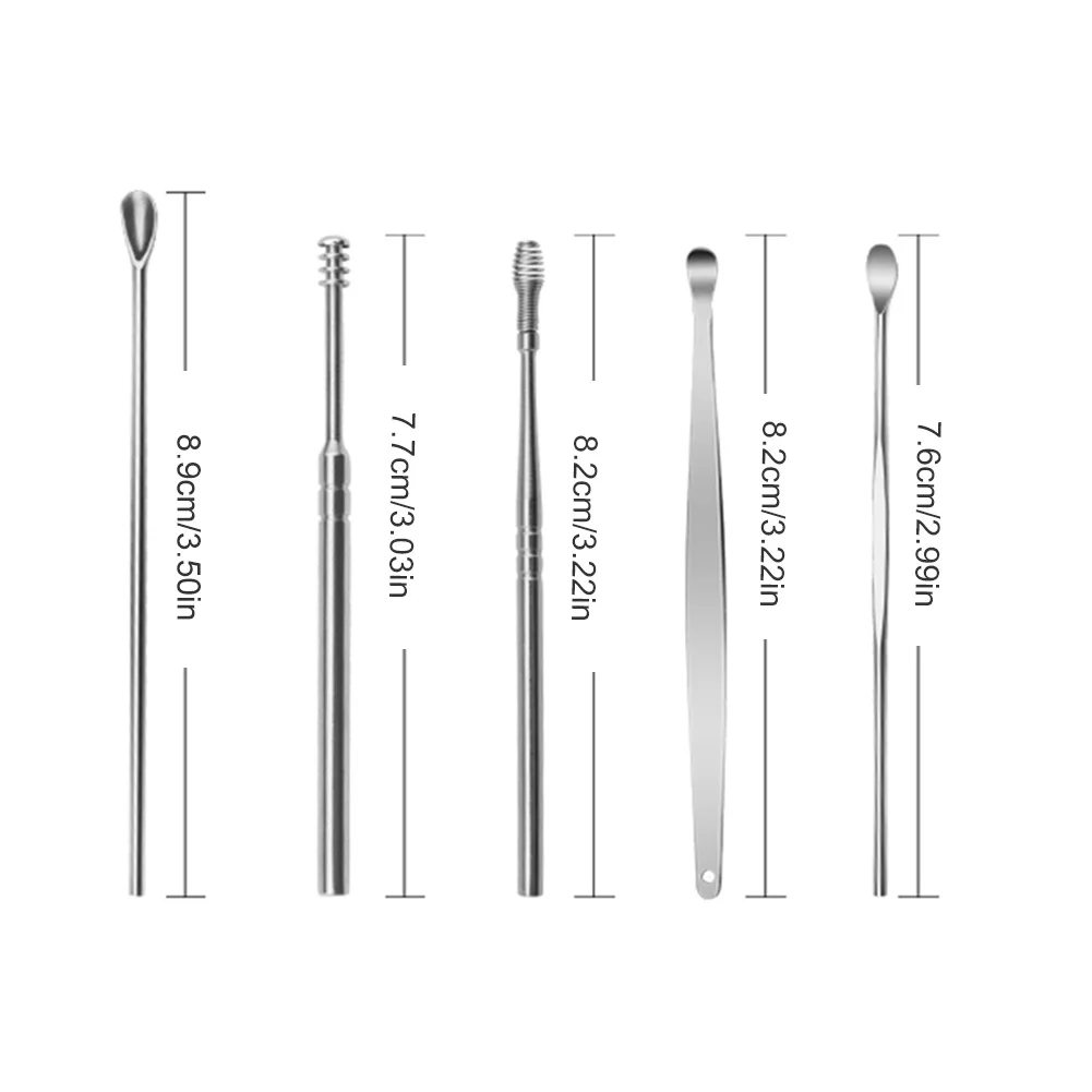 6PCS Ear Cleaner Wax Removal Tool Earpick Sticks Earwax Remover Curette Ear Pick Cleaning Ear Cleanser Spoon Health Care Earpick