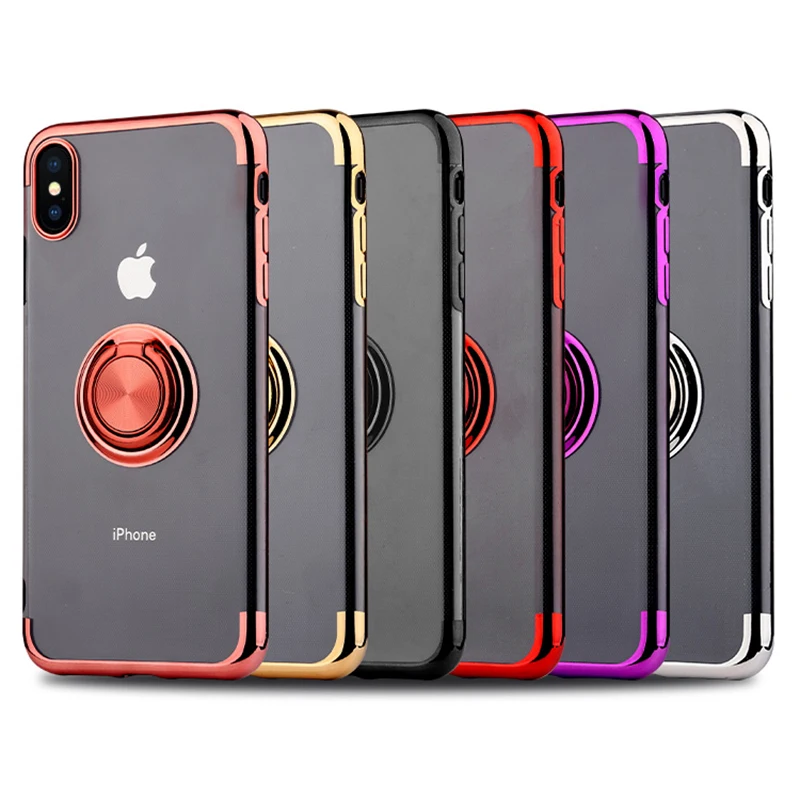 

Luxury Plating Silicon Ring Holder Multifunction Bracket Case For iPhone 11 Pro 6 6S 7 8 Plus X XS MAX XR Transparent 2019 Cover