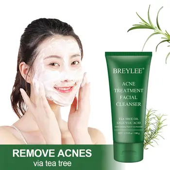 

BREYLEE Tea Tree Acne Facial Cleanser Blackheads Shrink Pores Remover Cleanser Gel 100g