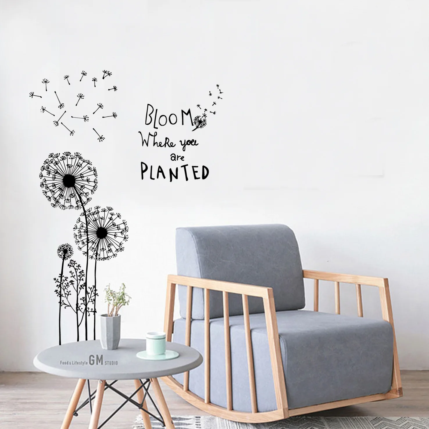 Brigade Kang JM8390 Dandelion Television Sofa Background Decoration Classroom Bedroom Living Room Removable Wall Stickers Wallpa