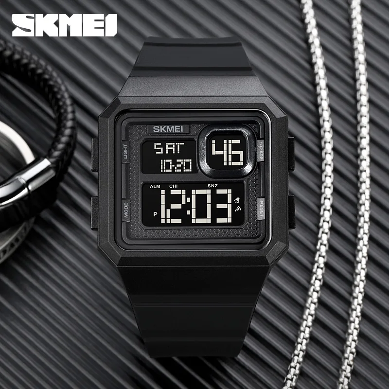 

SKMEI Brand Sport Simple Design Waterproof Digital Watch For Men Women 2Time LED Alarm Countdown Clock Wristwatches Reloj Hombre