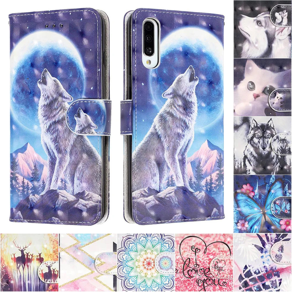 

JONSNOW 3D Painted Wallet Leather Case for Samsung A50 A30 A10 A20 A40 A60 A70 Fashion Flip Cover Protective Cases for M20 M30