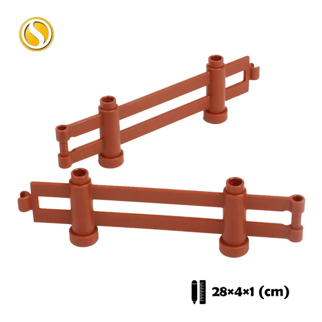 Big Building Block City Farm Architecture Accessories Fence Pillar Bridge Ladder Compatible Big Brick DIY Toys For Children Gift Long fence-Brown
