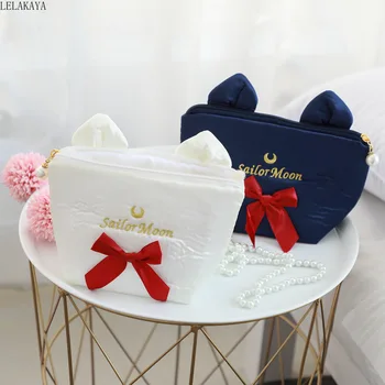 

Cartoon Anime Printed Sailor Moon Creative Bow Zipper Fashion Lovely Travel Portable Cosmetic Bag Girls Storage Makeup Case New