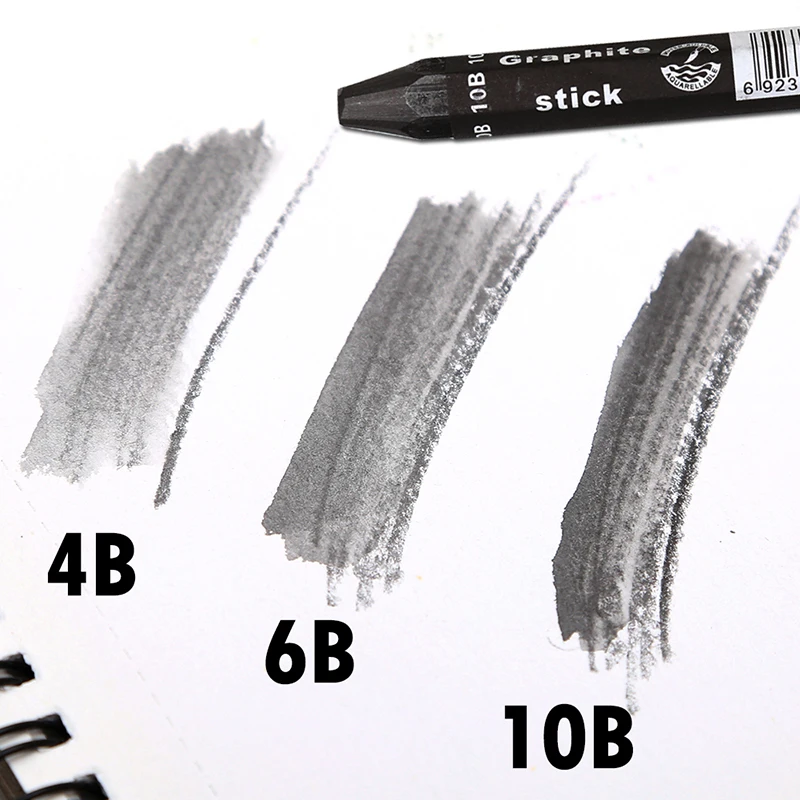 Graphite Stick Set - Water Soluble - 4B 6B 10B, Art Drawing Supplies for Sketch & Shading Pencils, Artist Sketching - 3 Pcs 3