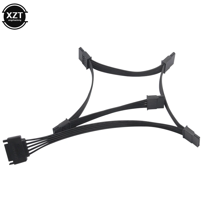 New SATA 15Pin M 1 to 5 SATA 15Pin F Hard Drive Power Supply Splitter Cable Cord for DIY PC Sever 15-pin Power Adapter 60CM,power adapter,power cable,sata power cable