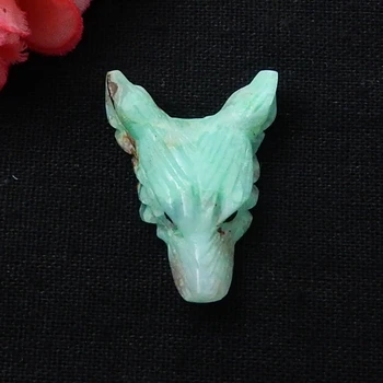 

Popular jewelry Necklace Pendant,Natural Gemstone Chrysoprase Hand Carved Wolf Head Pendant 33x26x11mm,8.1g
