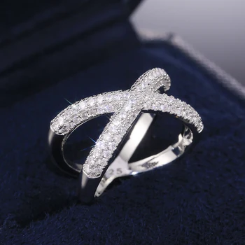 

Huitan Hot Selling Cross X Shape Women Engagement Rings Delicate Finger Accessories Dazzling Crystal Zircon Fashion Ring Jewelry