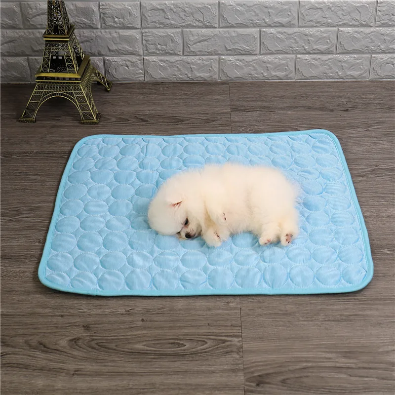 Cojín de hielo de verano para mascotas, cojín de seda de hielo con sensación fresca, resistente al desgaste, cojín de enfriamiento para silla