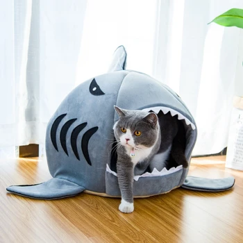 

Shark Cat House Pet Soft Bed Basket Dog Cushion Cute Katten Tent Small Medium Puppy Sleeping Bed Warm Puppy Kennel Nest Mat/
