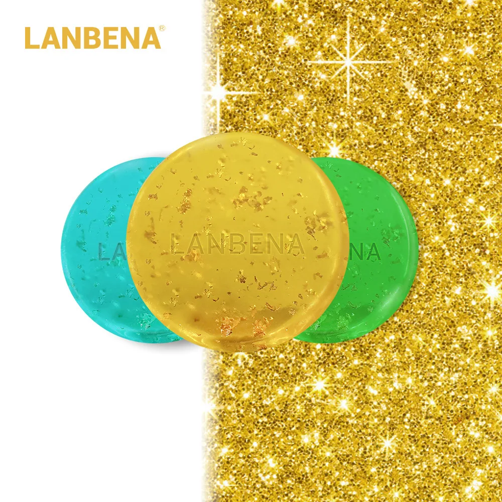 LANBENA 24K Gold Handmade Soap Hyaluronic Acid+Seaweed+Tea Tree Facial Cleansing Moisturizing Anti-Aging Whitening Face TSLM1