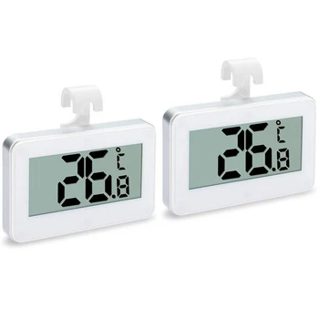 

2Pack Refrigerator Thermometer, Digital Waterproof Refrigerator Freezer Temperature Monitor -30 To 60 Degrees With Hook For Indo