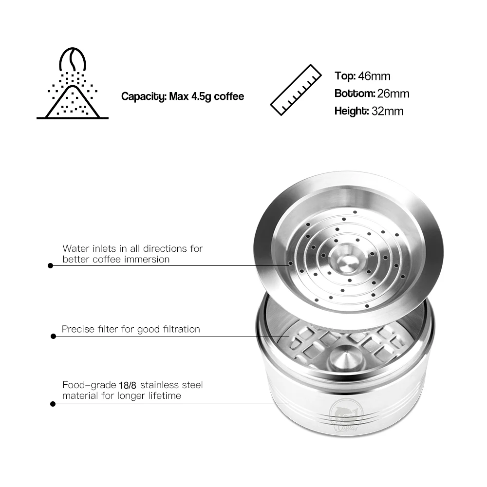 Reusable Coffee Capsules kitchen accessories tool Cup Filter Stainless Steel Coffee Capsule