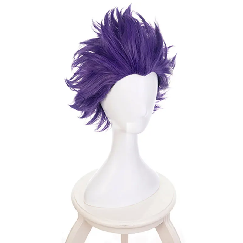 Perruque synthétique violette courte avec bonnet, cosplay My foreAcademia, Boku no foreAcademia, Shinsou Hitoshi Kendso