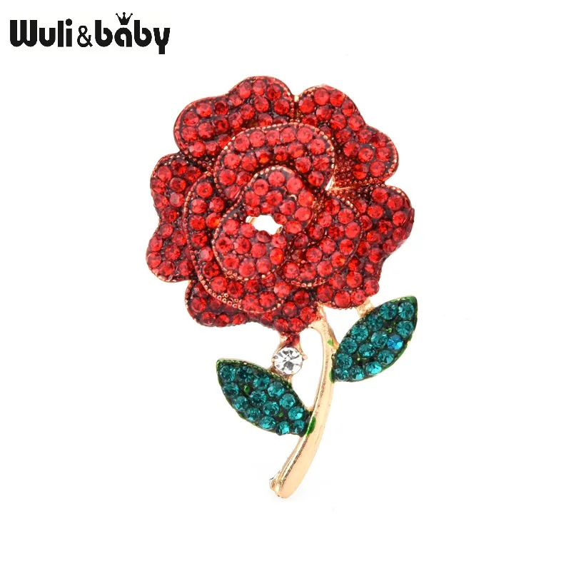 Wuli &amp baby красные синие броши в виде цветка женские классические стразы из сплава