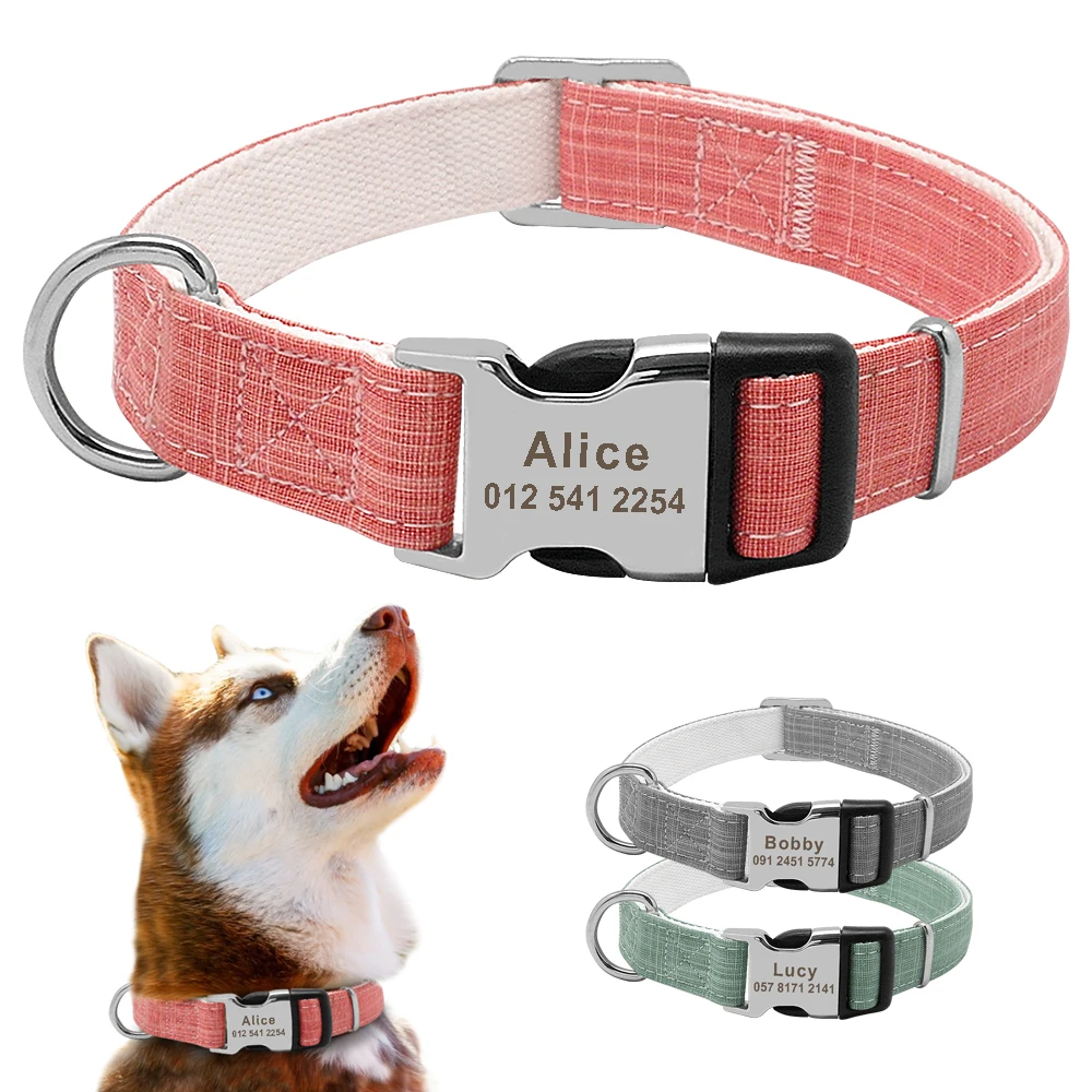 Personalized Dog Collar Nylon Puppy Collars Adjustable Customized Name ID Dogs For Small Medium Large Chihuahua | Дом и сад
