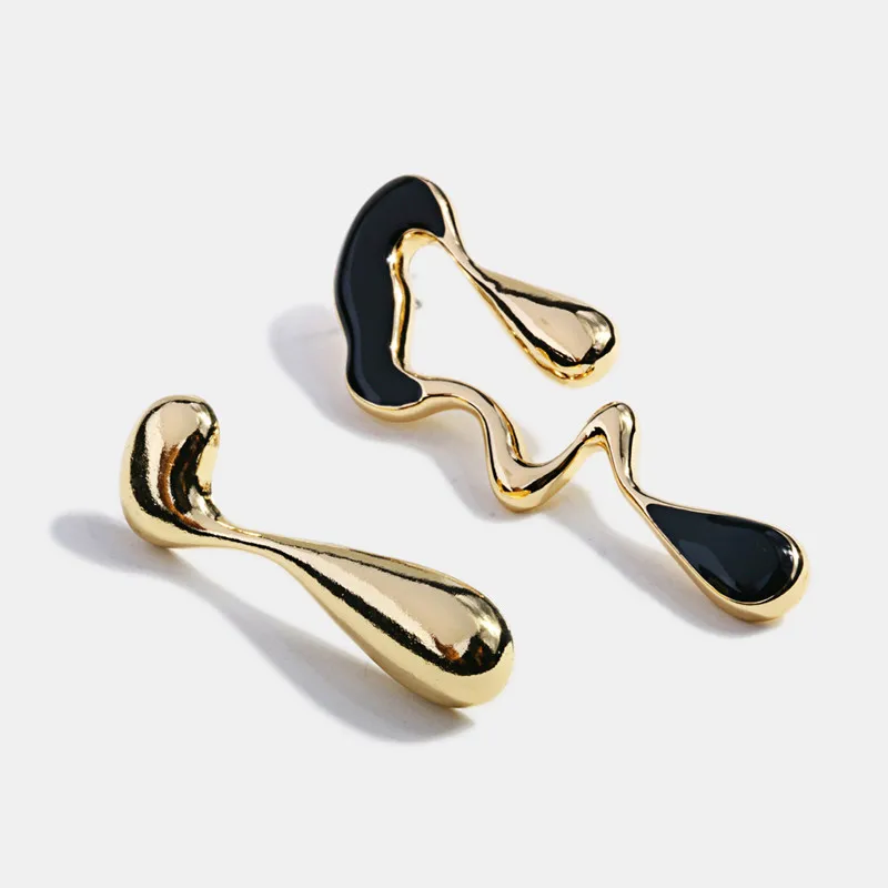 2020-New-Design-Alloy-Asymmetric-Earrings-Gold-Black-Color-Art-Abstract-Symbol-Drop-Earrings-Fashion-Women