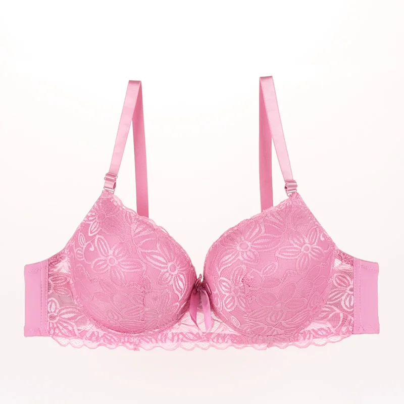 Sexy Bras Women Unlined Push Bras Plus Size Underwire Brassieres Femme Full Coverage Soft Underwear Comfort Lingerie Bralette Bh - Цвет: pink