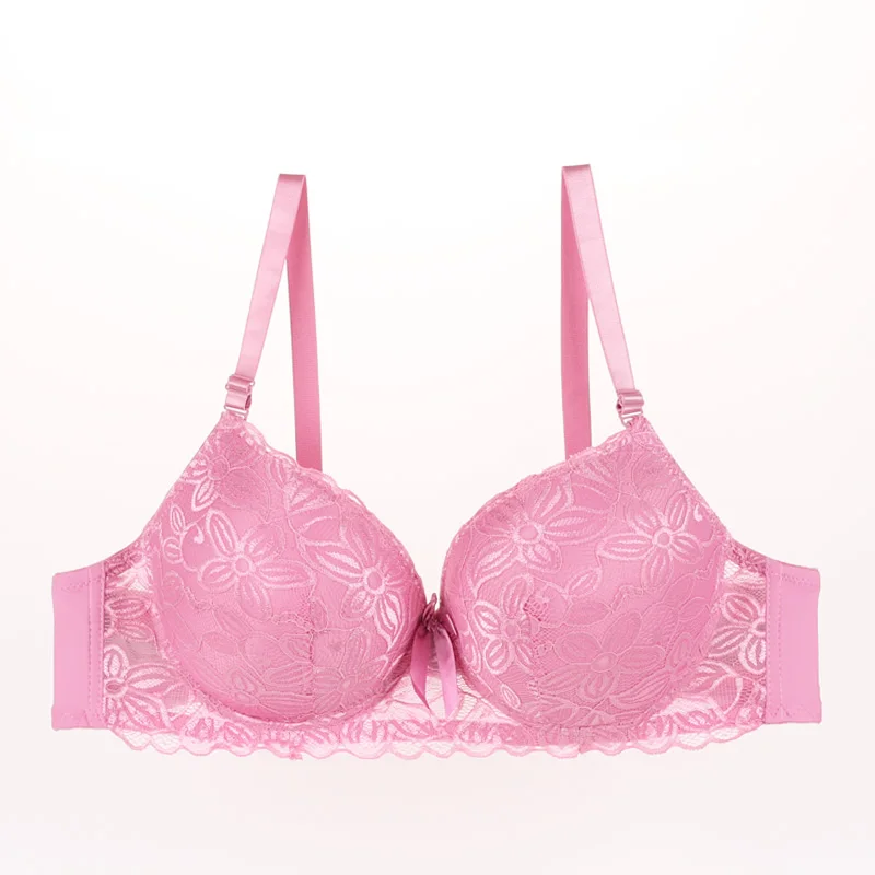 pink Sexy Bras Women Unlined Push Bras Plus Size Underwire Brassieres Femme Full Coverage Soft Underwear Comfort Lingerie Bralette Bh - Цвет: pink