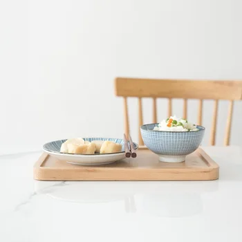 

Home Decoration Tray Rectangular Wooden Tray Breakfast Fruit Pizza Tray Countertop Storage Rack Tray Reusable Tray