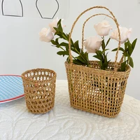 Ins Mini Rattan Basket Travel Picnic Storage Basket Wall Hanging Flower Baskets Desktop Sundries Organizer Home Decor Panier 바구니 1