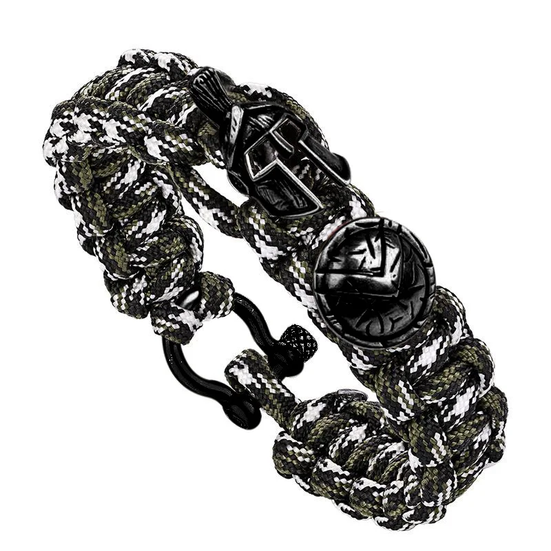 Высокое качество плетеный браслет для мужчин Многофункциональный Открытый выживания браслеты для женщин Спартанский шлем отважный рыцарский браслет предпочтительный