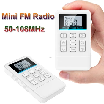 

Mini FM Stereo Radio Portable Receiver 50-108MHz with LED Display Support Power off Memory Professional English Hearing Learning