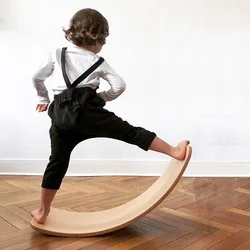 Wooden Balance Board Children Curved Seesaw Yoga Fitness Equipment Baby Indoor Toys Kids Outdoor Sports Adults Training Toy 2021