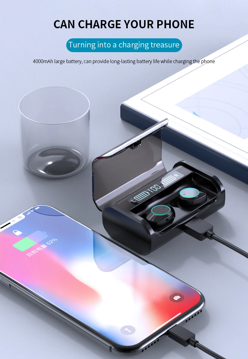 G06 бизнес Bluetooth гарнитура Bluetooth наушники TWS стерео беспроводной светодиодный дисплей с зарядным устройством 4000 мАч