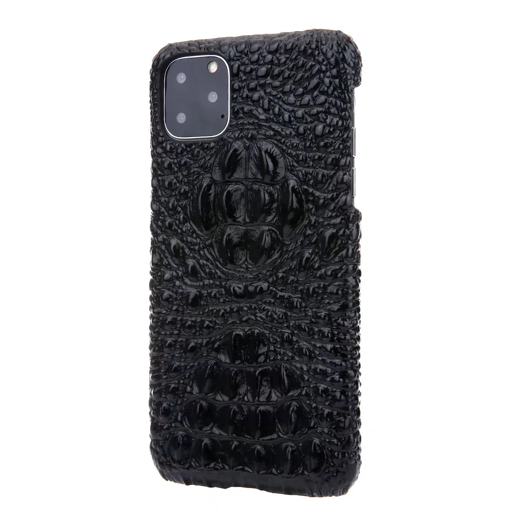 

Real leather 3D embossed crocodile pattern for iPhone 11 11Pro 11Promax phone back cover feel comfortable protection lens