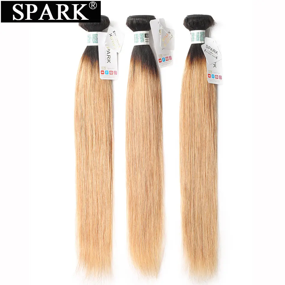 

Spark Straight Hair Brazilian Hair Weave 3/4 Bundles 100% Human Hair 1B/30&1B/27 With 1B/4/30&1B/4/27 Color Remy Hair Extensions