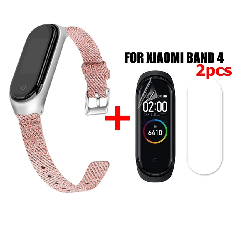 03 Браслет mi Band 4, металлический, нержавеющая сталь+ холст, универсальный, для Xiaomi mi, ремешок 3/4, браслет mi Band 4, напульсники mi band 4 - Цвет: 03