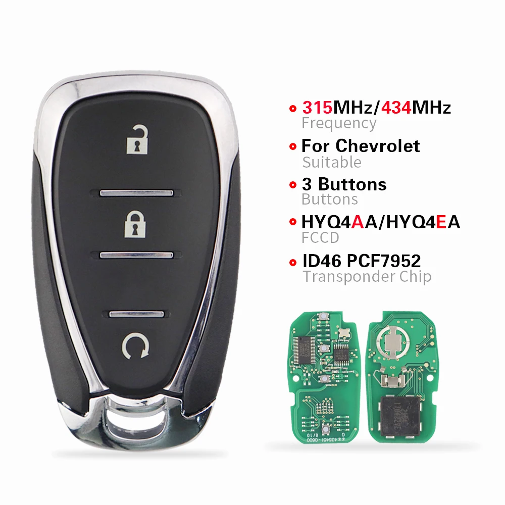 Chiave/Telecomando Per Chevrolet Camaro Equinox Cruze Malibu Spark Hyq4ea Hyq4aa 315/434mhz Id46 Pcf7952 Chip Originale - Remoto Intelligente Chevrolet - H2799ba8430294653ac5bd607e88d0610f