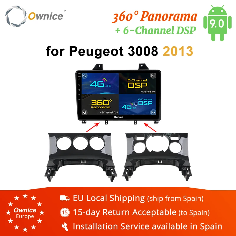 Ownice K3 K5 K6 Android 9 0 Восьмиядерный автомобильный DVD GPS плеер Navi для Peugeot 3008 4G LTE 360 Panorama DSP