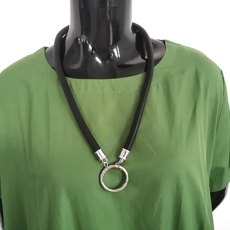 YD &amp YDBZ New Trendy Round Pendant Necklace Short Collar Necklaces Metal Jewelry Women Rubber Leather High Street Accessory Gift |