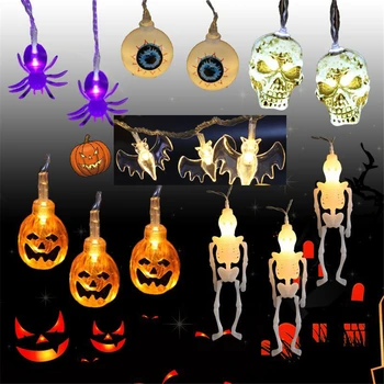 

100 Sets Halloween Bat Spider Ghost Eyes Lights String Lamp Holiday Party Decoration String Light Battery Operated