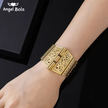 

Geometric Hollow Wide Metal Muslim Bangle for Islamic Women Bracelet Cuff Bangle Allah Arab Turkish Jewelry Accessories